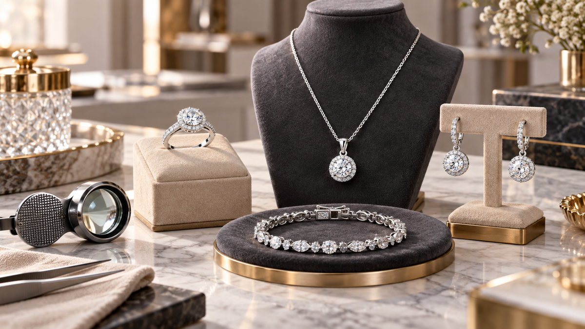 Coordinated sterling silver ring necklace bracelet and earrings