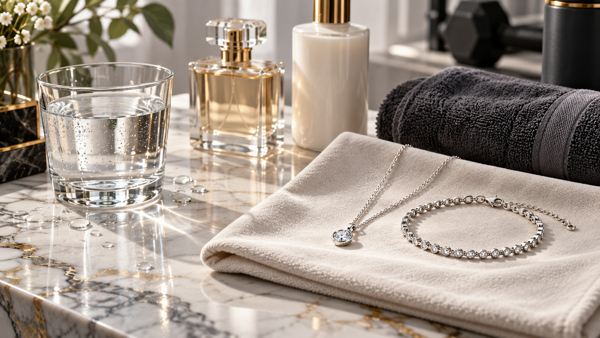 Sterling silver jewelry kept dry and away from perfume and lotion