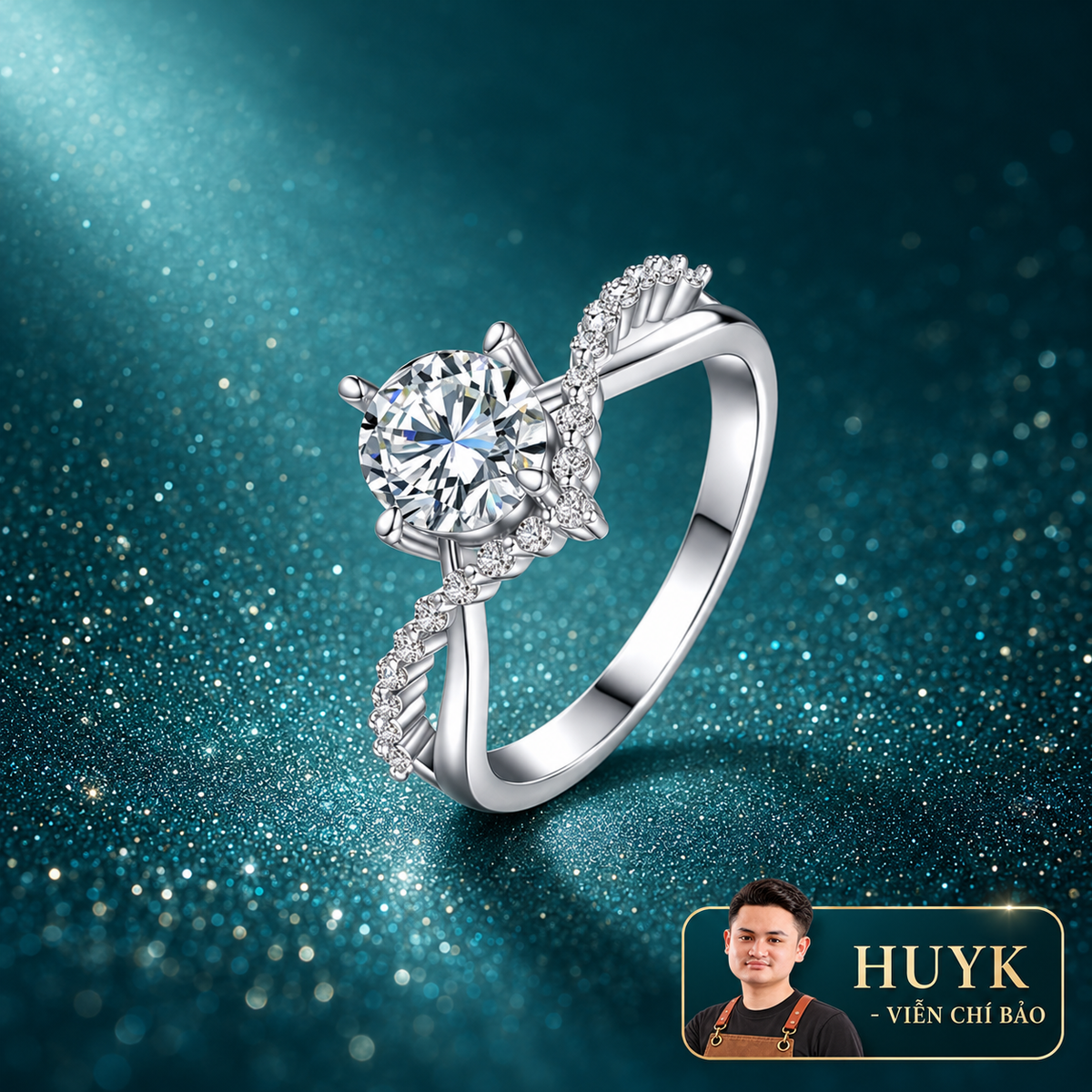 NHẪN NỮ ĐÁ CHỦ MOISSANITE 6.5LI - HuyK Mê Kim Hoàn - N0001
