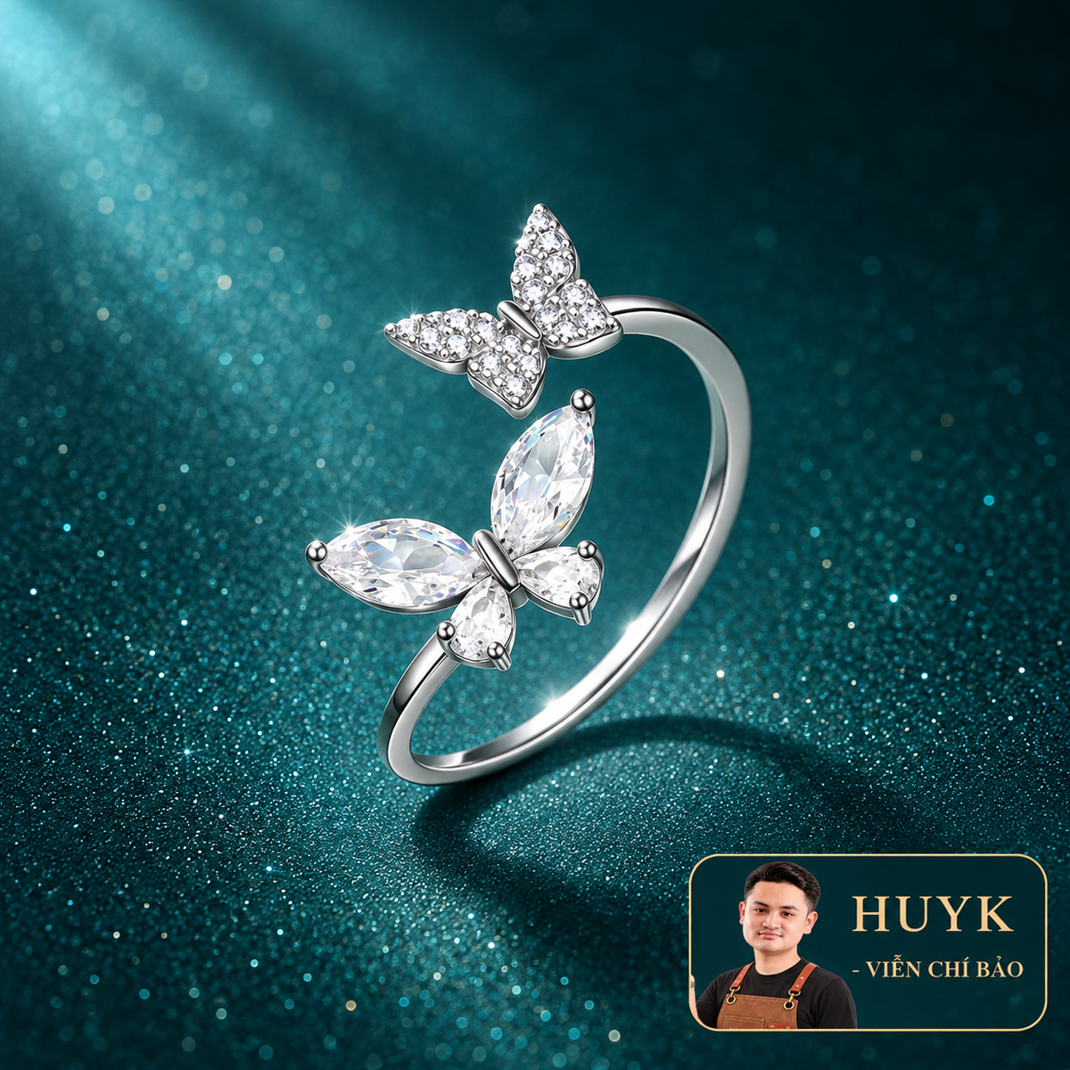 Nhẫn hồ điệp freesize - HuyK Mê Kim Hoàn - N400025