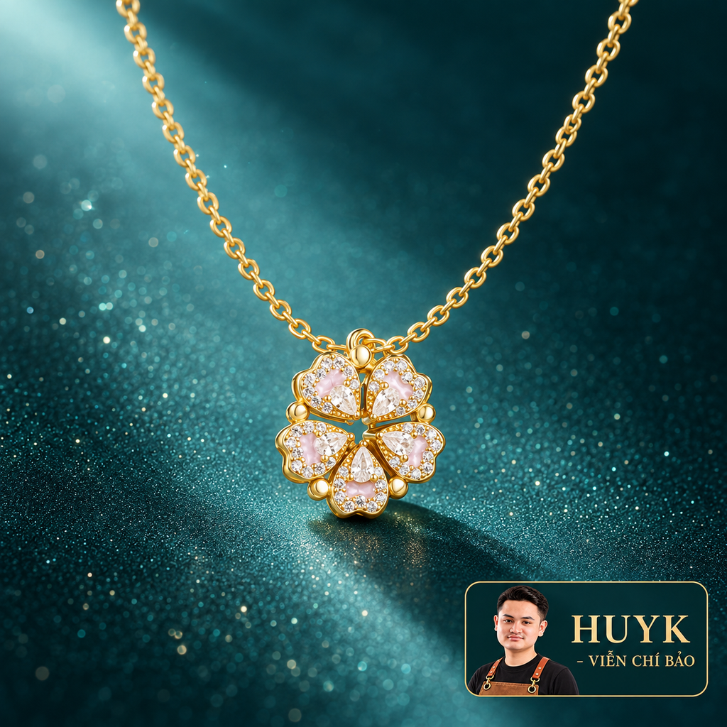 Dây chuyền hoa đào - HuyK Mê Kim Hoàn - D0029