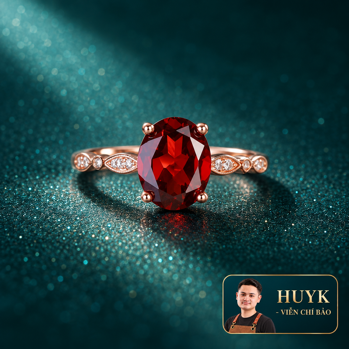 NHẪN NGỌC HỒNG LỰU - HuyK Mê Kim Hoàn - N464002
