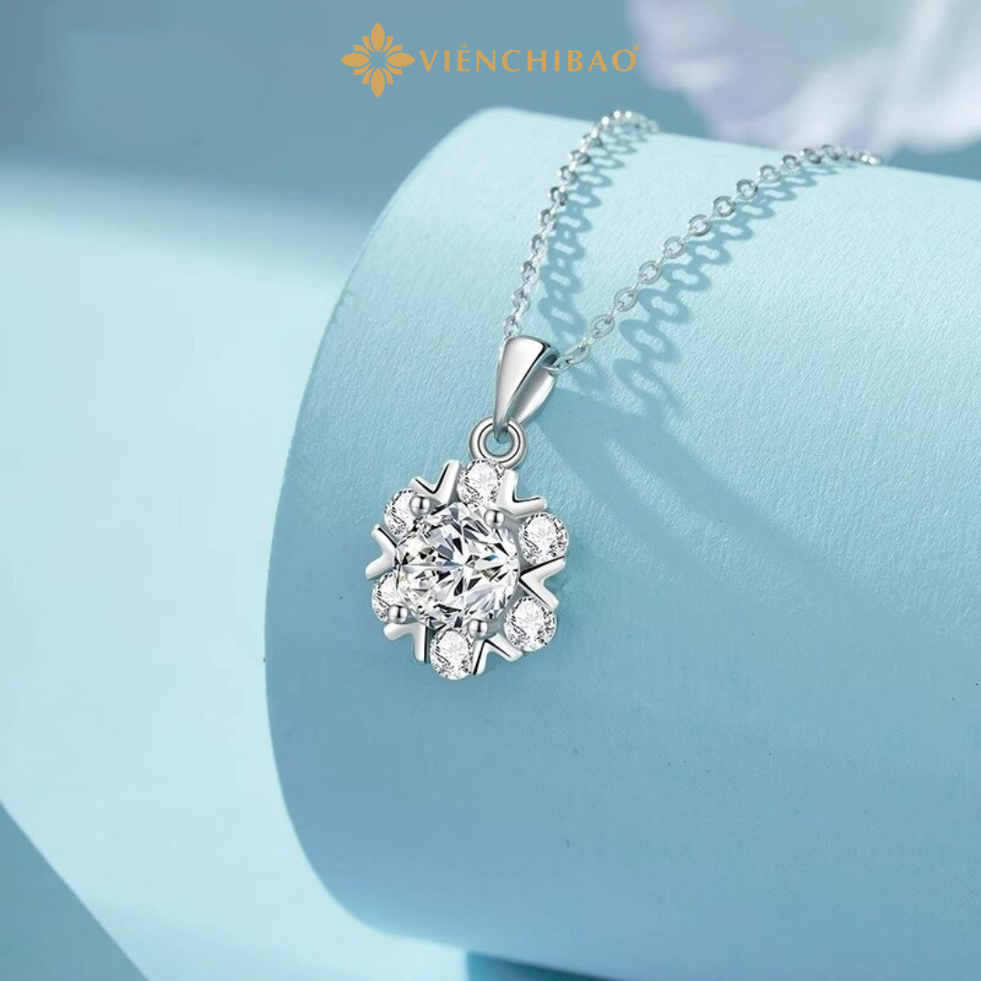 Dây chuyền bông tuyết moissanite - HuyK Mê Kim Hoàn - D0007
