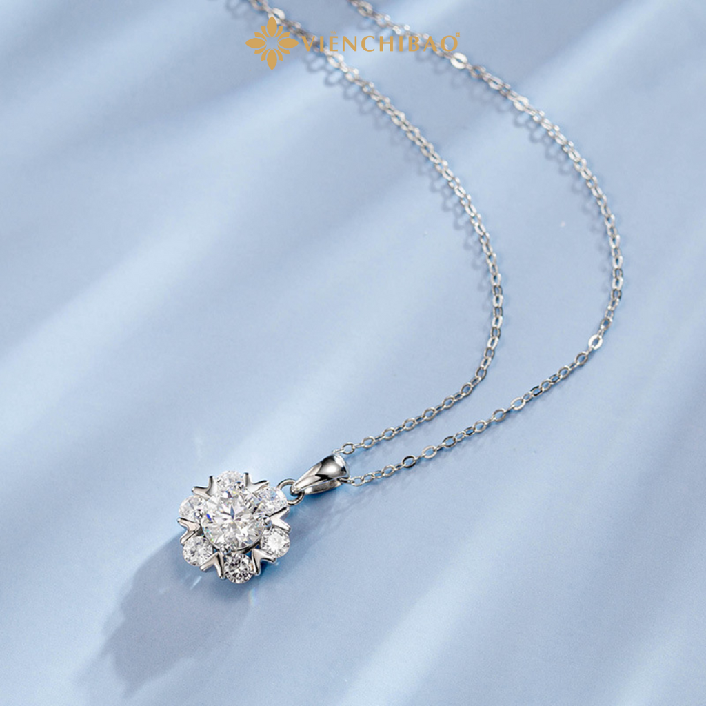 Dây chuyền bông tuyết moissanite - HuyK Mê Kim Hoàn - D0007