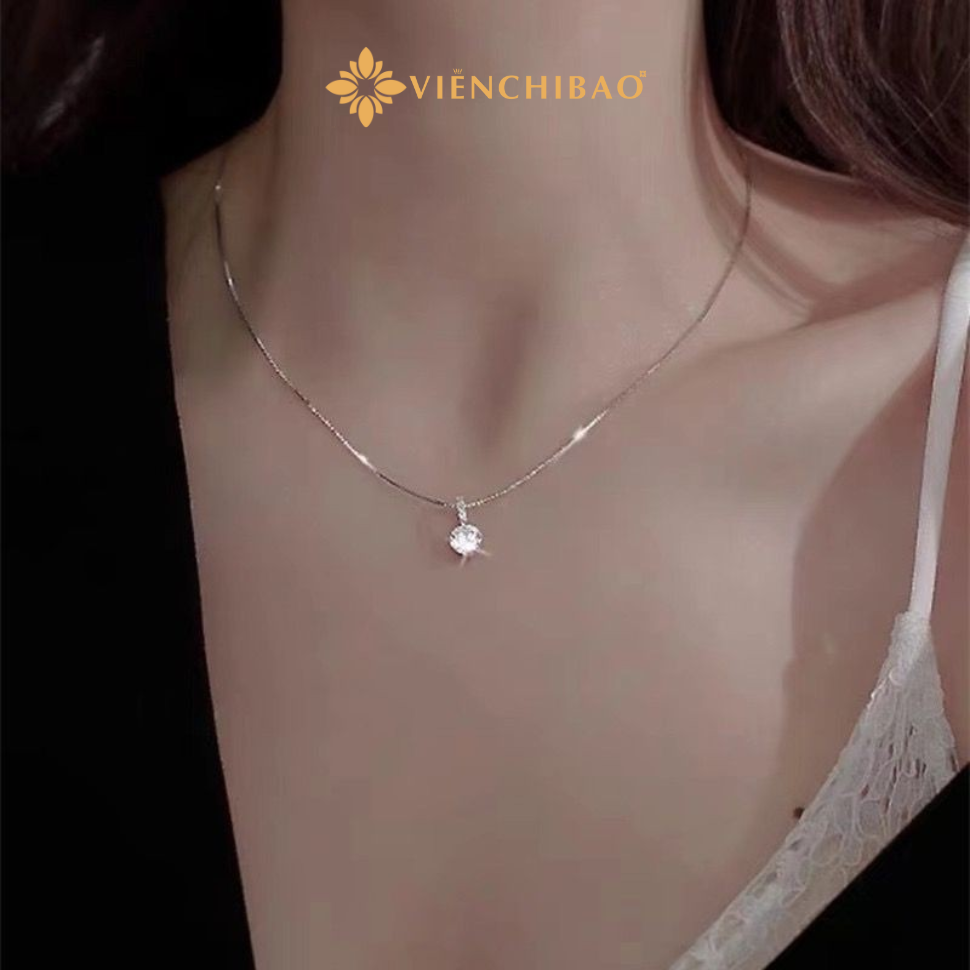 Dây chuyền mặt đá moissanite S925 - HuyK Mê Kim Hoàn - D400483