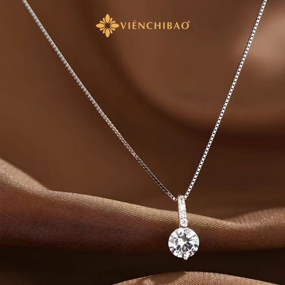 Dây chuyền mặt đá moissanite S925 - HuyK Mê Kim Hoàn - D400483