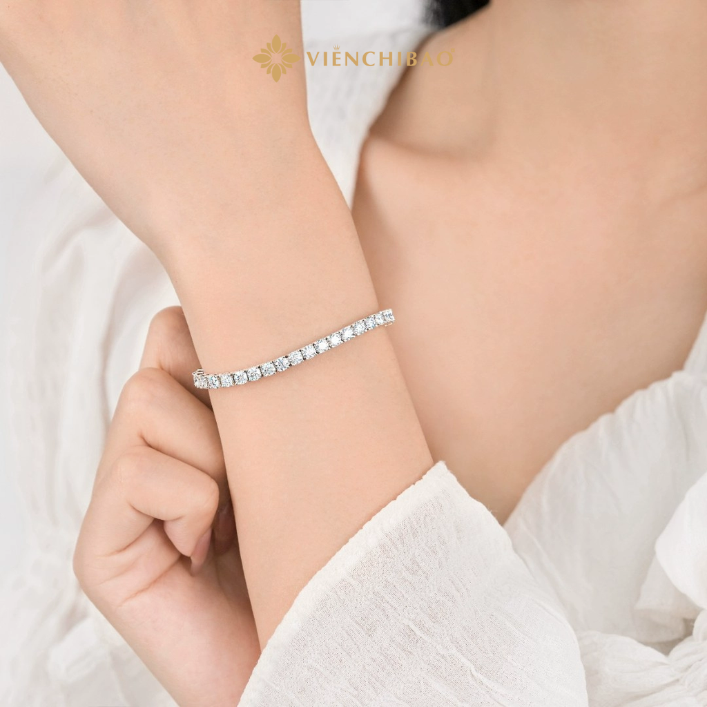 Lắc Tay Tennis Moissanite đá 4li - HuyK Mê Kim Hoàn - L100942