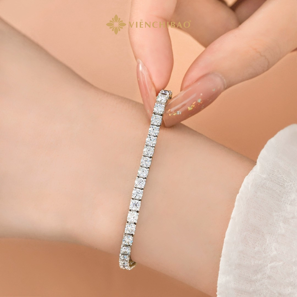Lắc Tay Tennis Moissanite đá 4li - HuyK Mê Kim Hoàn - L100942