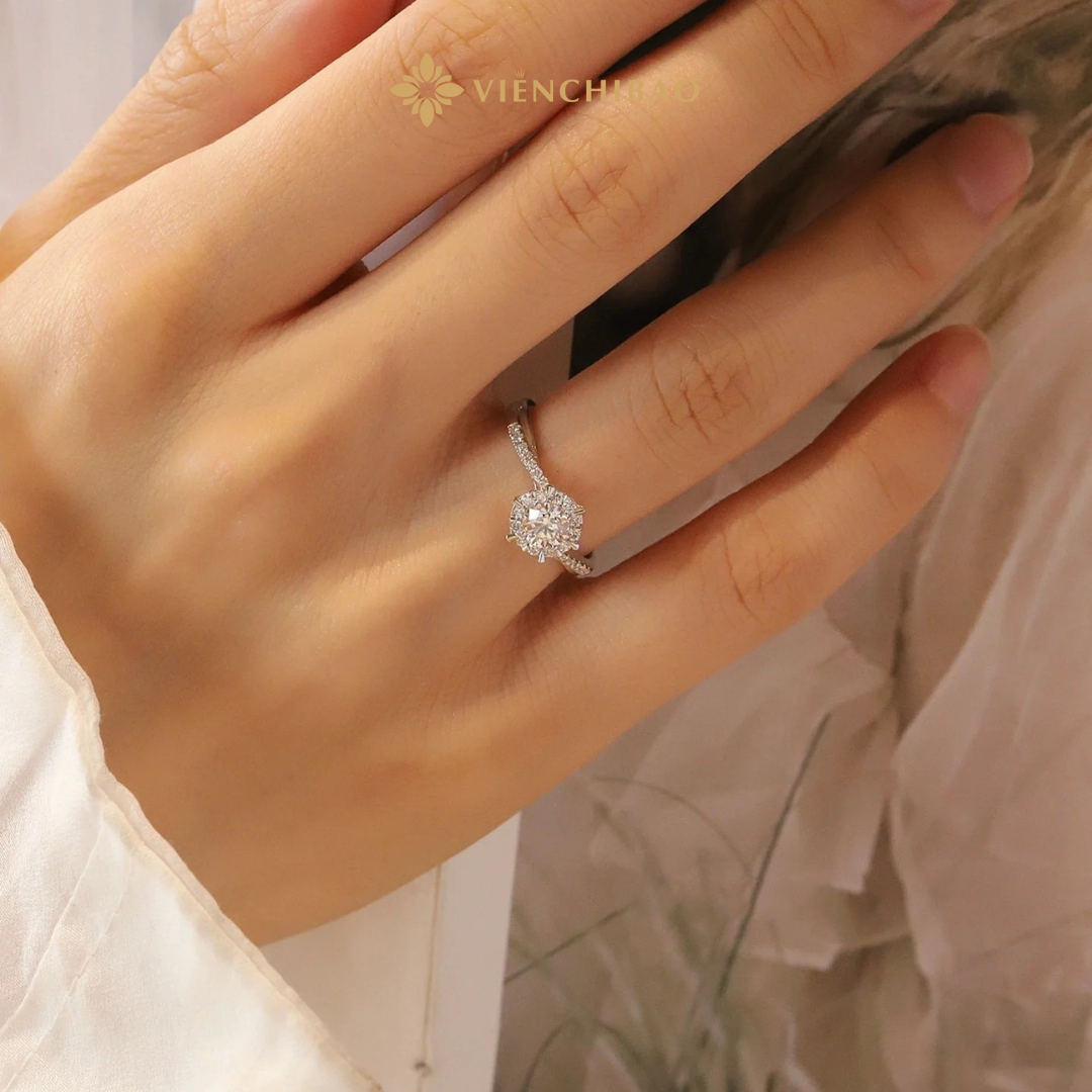 Nhẫn Nữ Đính Moissanite 6li - HuyK Mê Kim Hoàn - N0005