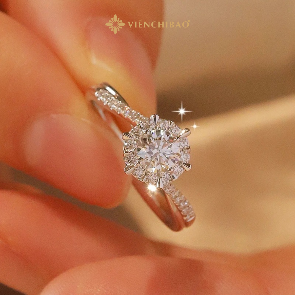 Nhẫn Nữ Đính Moissanite 6li - HuyK Mê Kim Hoàn - N0005