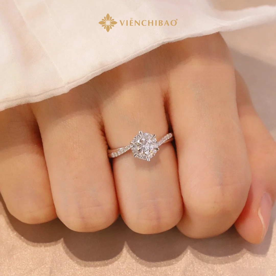 Nhẫn Nữ Đính Moissanite 6li - HuyK Mê Kim Hoàn - N0005