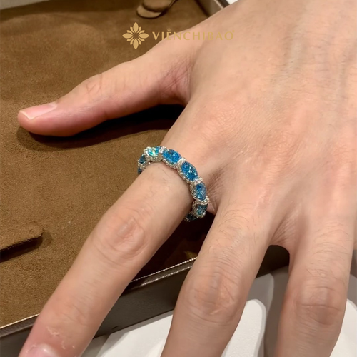 Blue CZ Hidden-Setting Ring - HuyK - Jeweler Store - N0038