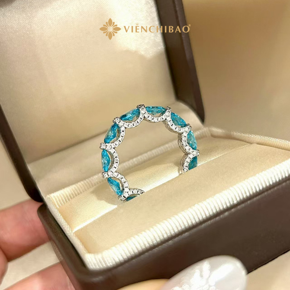 NHẪN TÀNG HÌNH ĐÁ XANH DƯƠNG - HuyK Mê Kim Hoàn - N0038