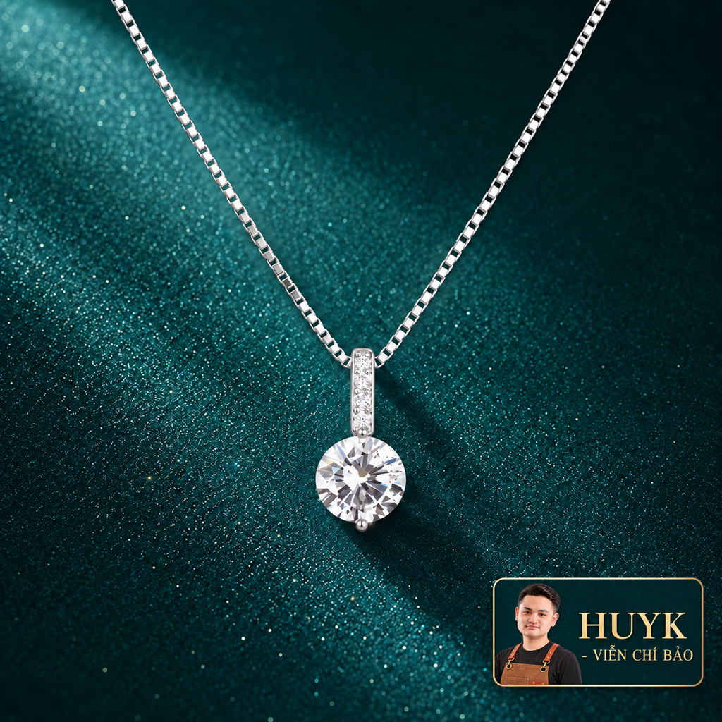 Dây chuyền mặt đá moissanite S925 - HuyK Mê Kim Hoàn - D400483